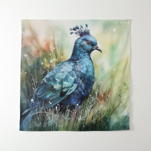 Blue Crowned Pigeon Searches for Seeds Tapestry