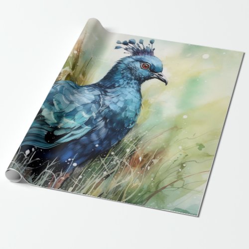 Blue Crowned Pigeon Searches for Seeds Wrapping Paper