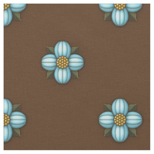 Blue Cruciferous Flowers on Brown Fabric