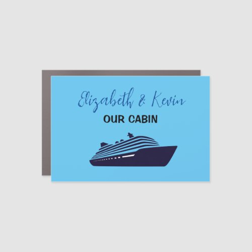 Blue Cruise Ship Door Personalized Magnet