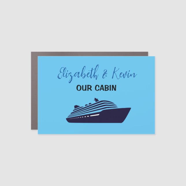 Blue Cruise Ship Door Personalized Magnet (Front)