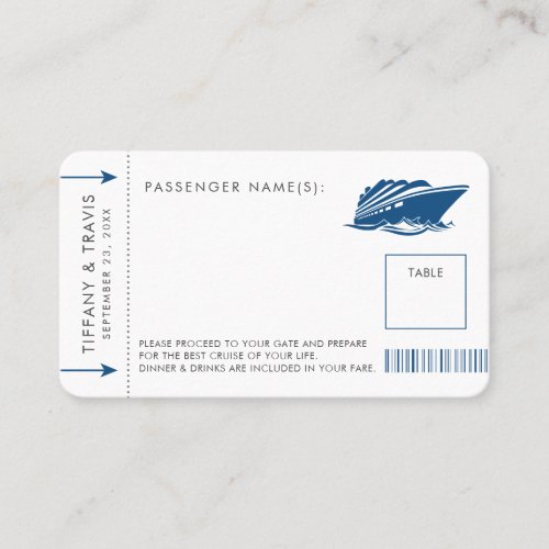 Blue Cruise Ticket Boarding Pass Place Escort Card