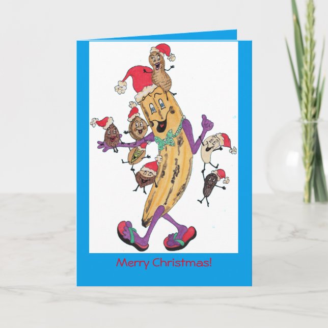 Blue 'Crunchy' Christmas Card (Front)