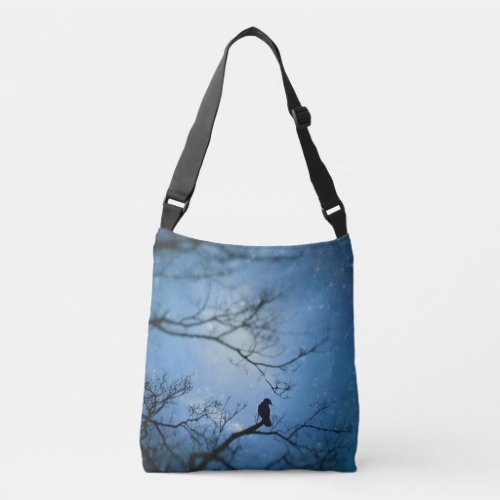 Blue Crystal Crow Crossbody Bag