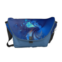 Blue Crystal Fractal Design Messenger Bag