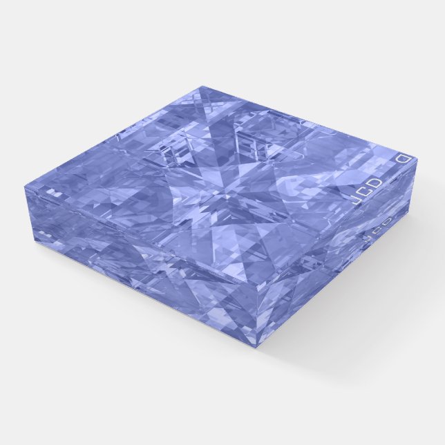 Blue Crystal Glass Personalized Paperweight (Angled)