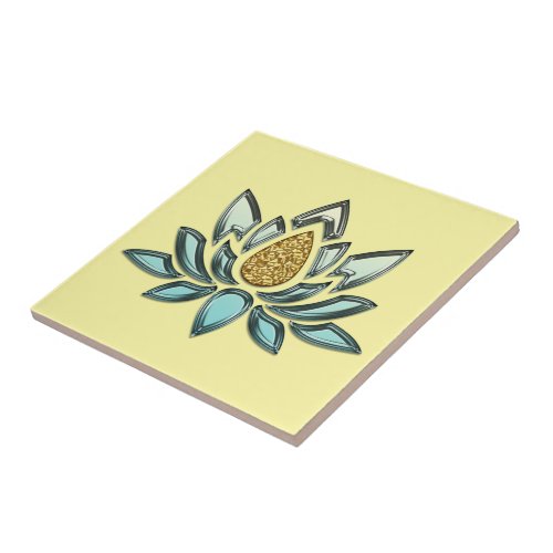 Blue Crystal  Gold Look Yellow Personalized Ceramic Tile