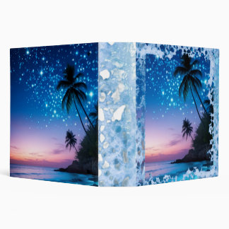 Blue Crystal Heart Galaxy Sticker | Sparkling Trop 3 Ring Binder