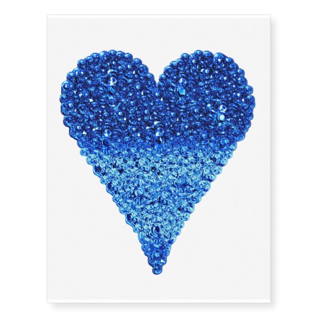 Blue Crystal Heart Temporary Tattoos (Front)
