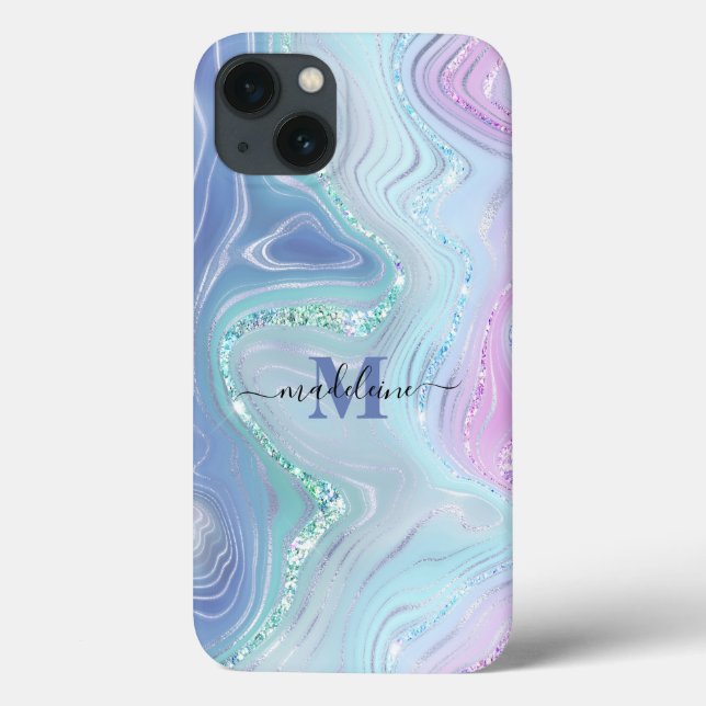 Blue Crystal Marble Iridescent Agate Case-Mate iPh Case-Mate iPhone Case (Back)
