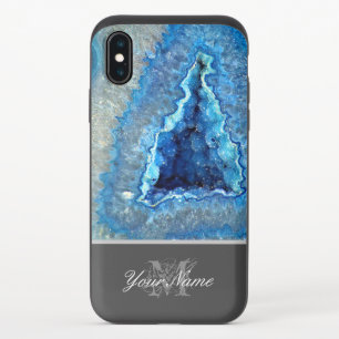 Blue crystal Monogram and name gem! iPhone X Slider Case