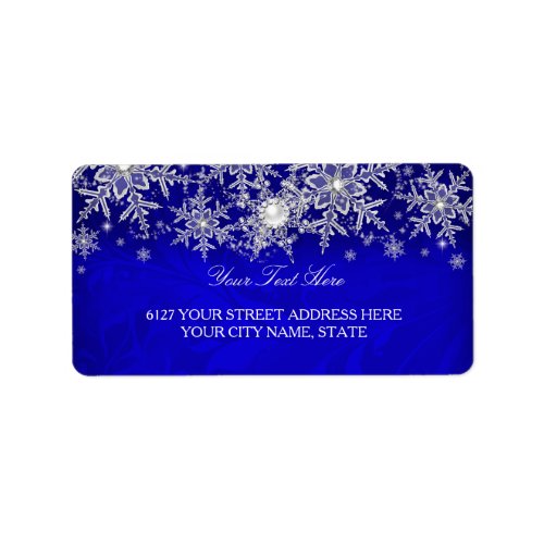 Blue Crystal Pearl Snowflake Silver Address Label