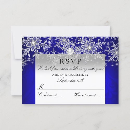 Blue Crystal Pearl Snowflake Silver Winter RSVP