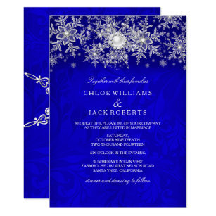 Snowflake Wedding Invitations Zazzle Blue Crystal Pearl Snowflake Silver Winter Wedding Invitation