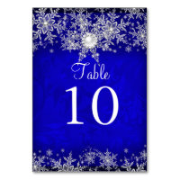 Blue Crystal Pearl Snowflake Table Number Card