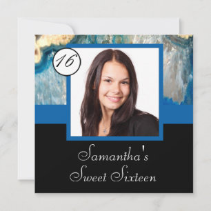 Blue crystal photo template sweet sixteen