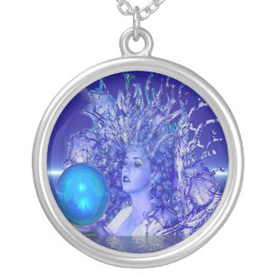 Blue Crystal Silver Plated Necklace