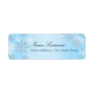 Blue Crystal Snowflake Christmas Address Labels