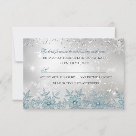 Blue Crystal Snowflake Christmas Party Rsvp