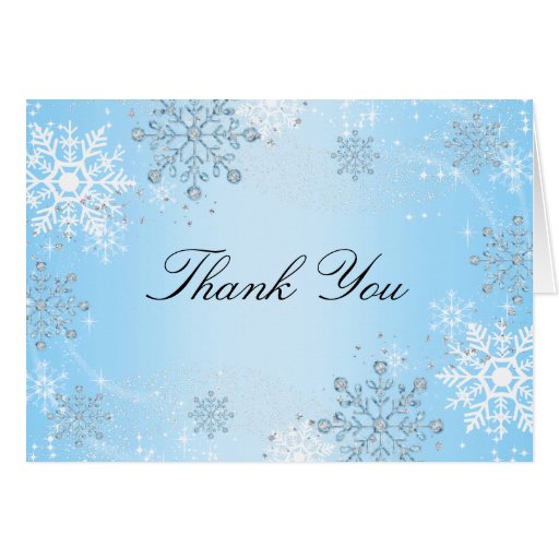 Blue Crystal Snowflake Winter Wonderland Thank You Card | Zazzle