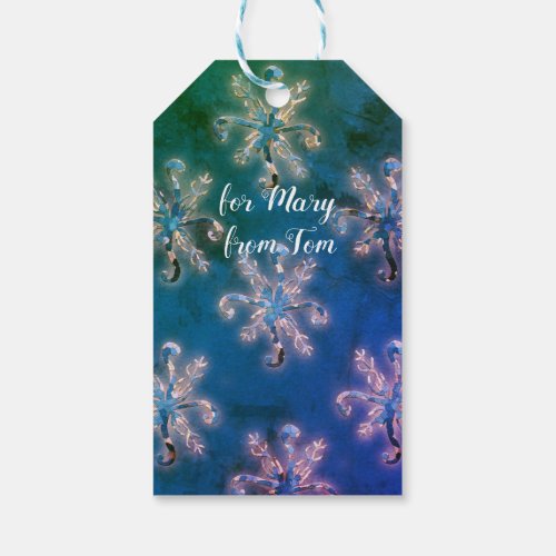 Blue Crystal Snowflakes Gift Tags