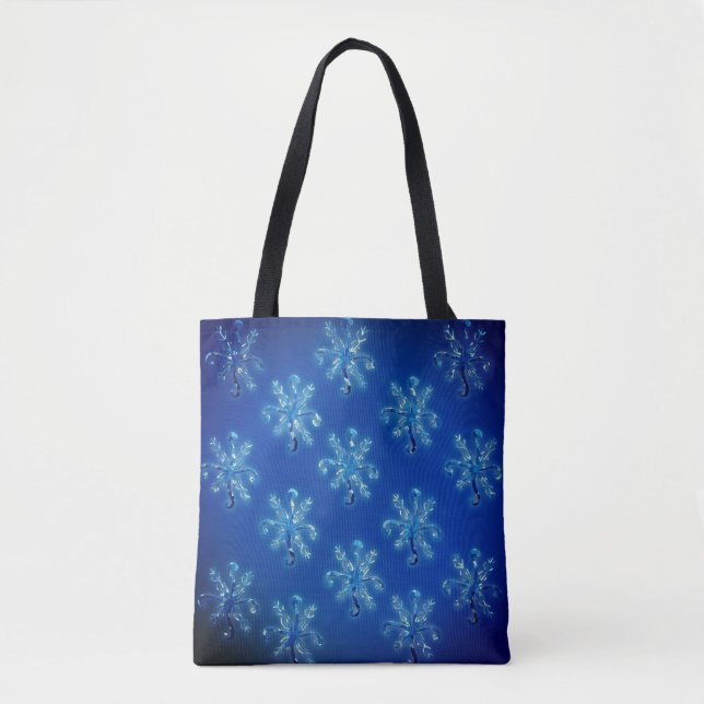 Blue Crystal Snowflakes Tote Bag (Front)