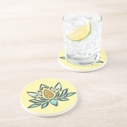 Blue Crystal   Yellow Gold Custom Coaster