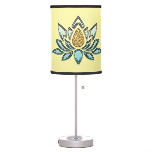 Blue Crystal   Yellow Gold Custom Table Lamp