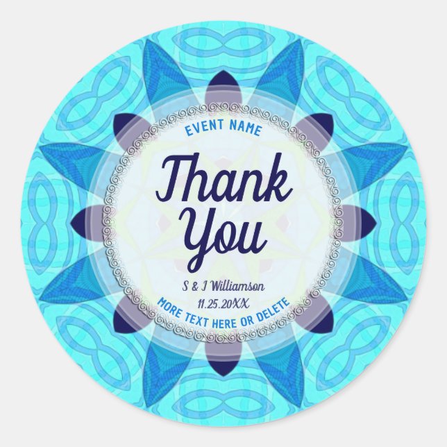 Blue Crystalize Thank You Stickers (Front)