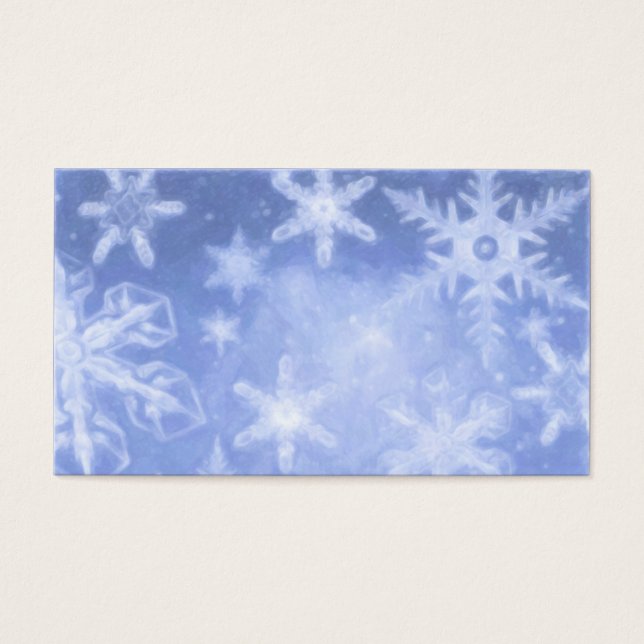 Blue Crystalline Snowflake Gift Tag Business Card (Front)