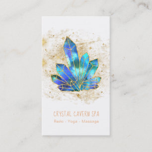 *~* Blue Crystals Cosmic Gold Glitter Stars Business Card