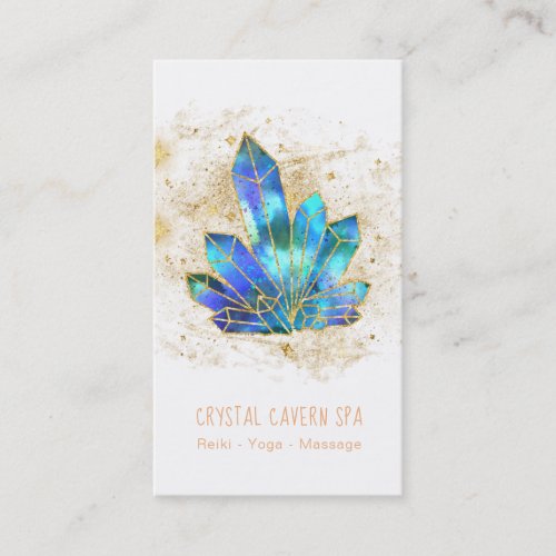   Blue Crystals Cosmic Gold Glitter Stars Business Card