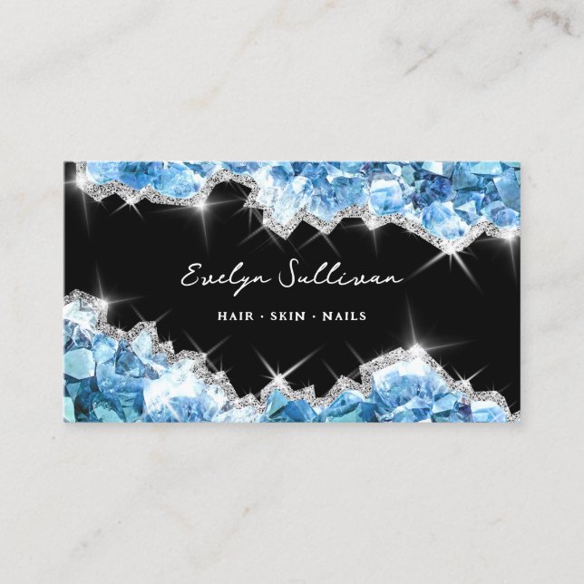 blue crystals geode business card (Front)