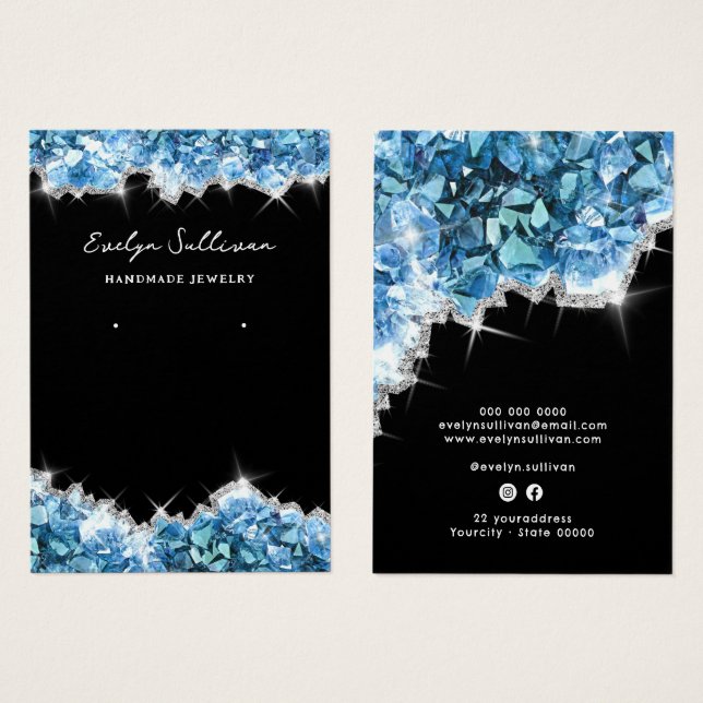 Blue crystals jewelry display card (Front & Back)