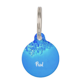Blue crystals pet ID tag