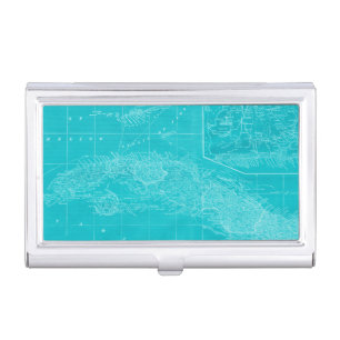 Blue Cuba Map Case For Business Cards