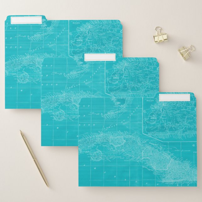 Blue Cuba Map File Folder (Set)