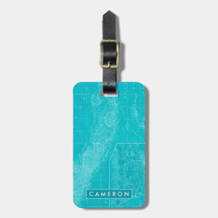 Blue Cuba Map Luggage Tag