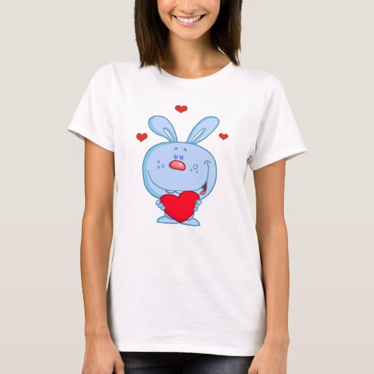 Blue Cuddly Bunny Holding A Heart T-Shirt