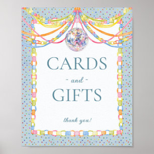 Blue Cue the Confetti Birthday Card & Gifts Sign
