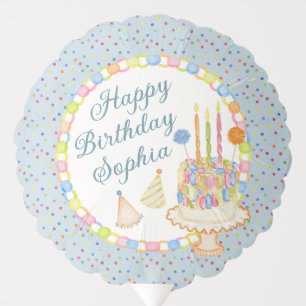 Blue Cue the Confetti Birthday Party Dessert Balloon