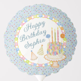 Blue Cue the Confetti Birthday Party Dessert Balloon