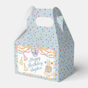Blue Cue the Confetti Birthday Party Dessert Favor Boxes