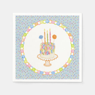 Blue Cue the Confetti Birthday Party Dessert Napkins