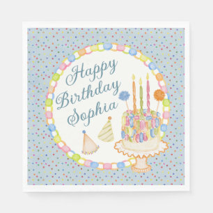 Blue Cue the Confetti Birthday Party Dessert Napkins