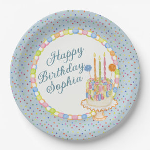 Blue Cue the Confetti Birthday Party Dessert Paper Plates