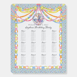 Blue Cue the Confetti Birthday Party Seating Chart Foam Board