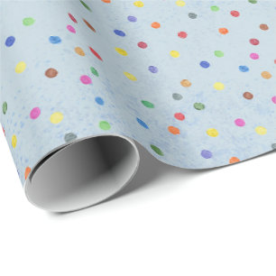 Blue Cue the Confetti Birthday Party Wrapping Paper