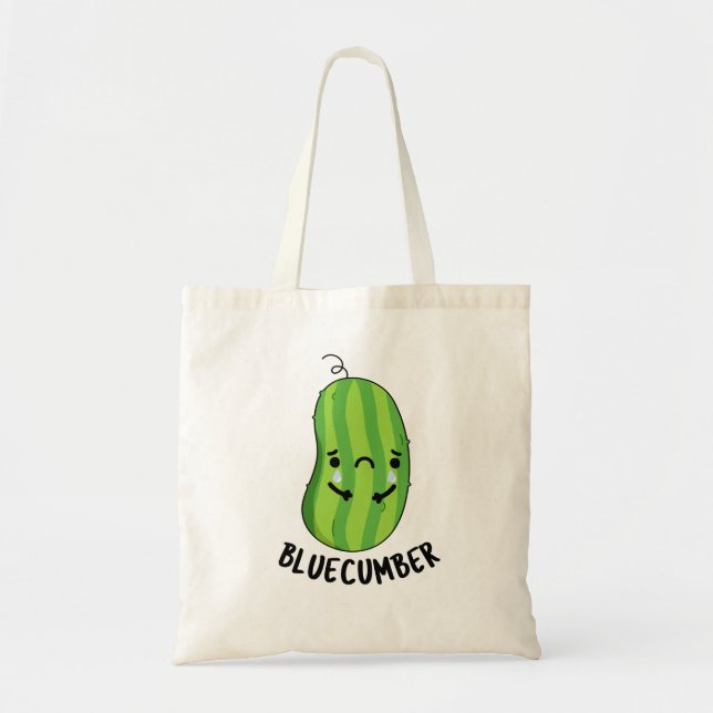 Blue-cumber Funny Sad Veggie Cucumber Pun  Tote Bag (Front)