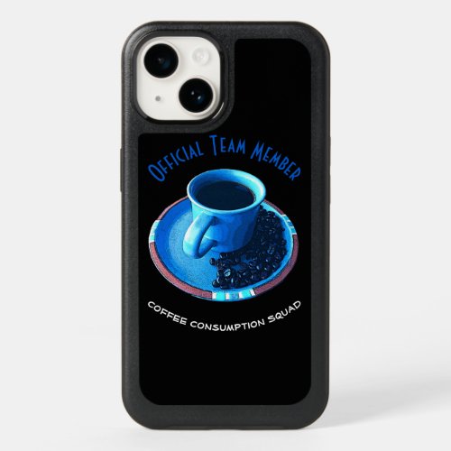 Blue Cup and Saucer Coffee Lover Typography OtterBox iPhone 14 Case